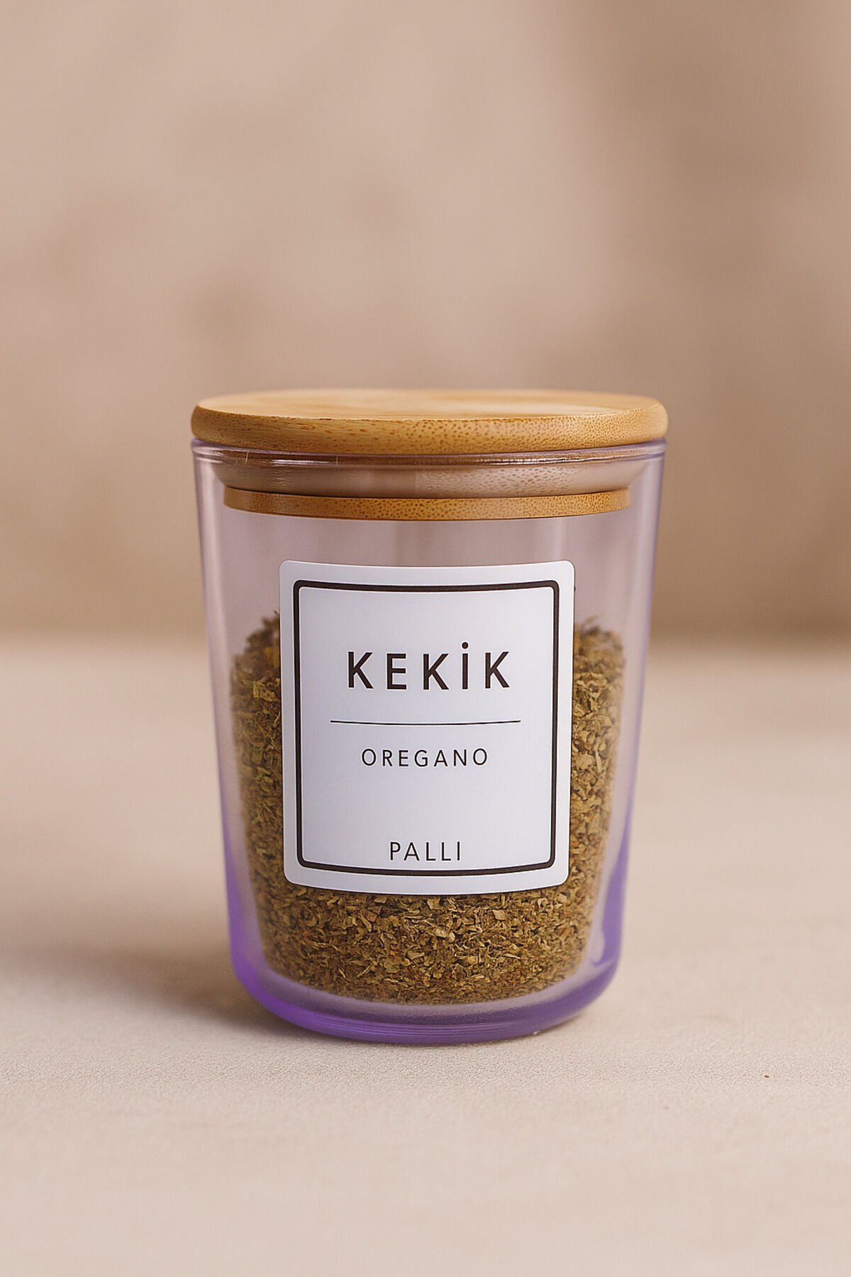 Motto - 6'lı Bambu Vakum Kapaklı Kaşık, Etiket Hediyeli, Mor Cam Saklama Kabı Baharatlık Seti 315 ml