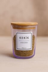 Motto - 6'lı Bambu Vakum Kapaklı Kaşık, Etiket Hediyeli, Mor Cam Saklama Kabı Baharatlık Seti 315 ml