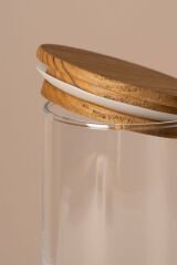 Terra - 6'lı Çam Ağacı Vakum Kapaklı Etiket Hediyeli Cam Saklama Kabı Baharatlık Seti 365 ml