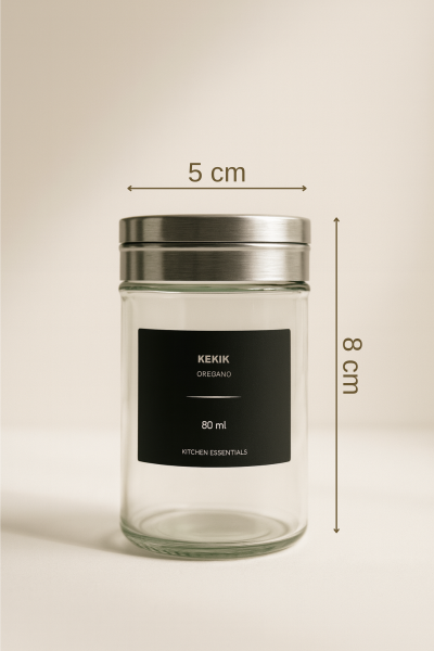 Portland - Metal Kapaklı 12'li Cam Baharat Seti 80 ml Etiket Hediyeli