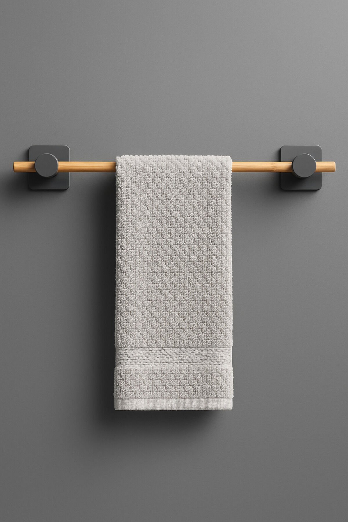 Kendiliğinden Yapışkanlı Bambu Havlu Tutacağı 50 cm Gri