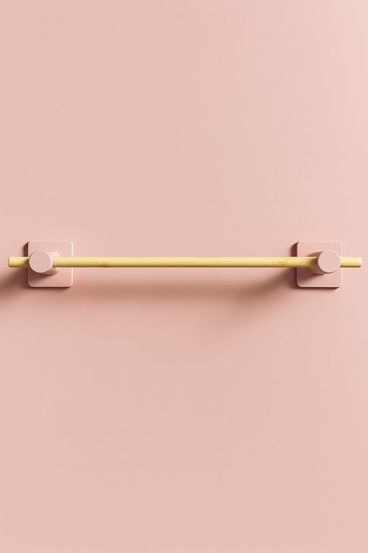 Kendiliğinden Yapışkanlı Bambu Havlu Tutacağı 50 cm Pembe