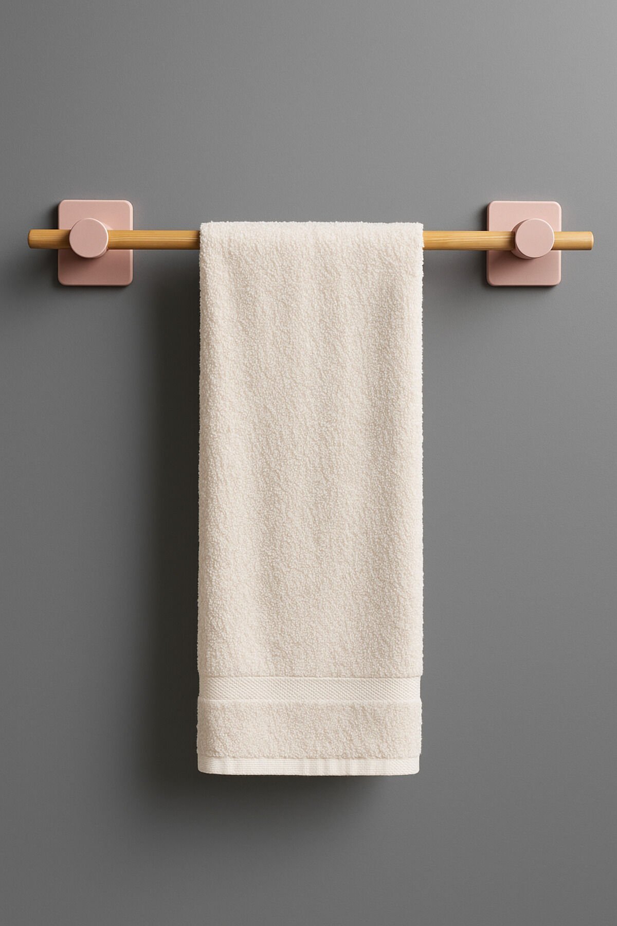 Kendiliğinden Yapışkanlı Bambu Havlu Tutacağı 50 cm Pembe