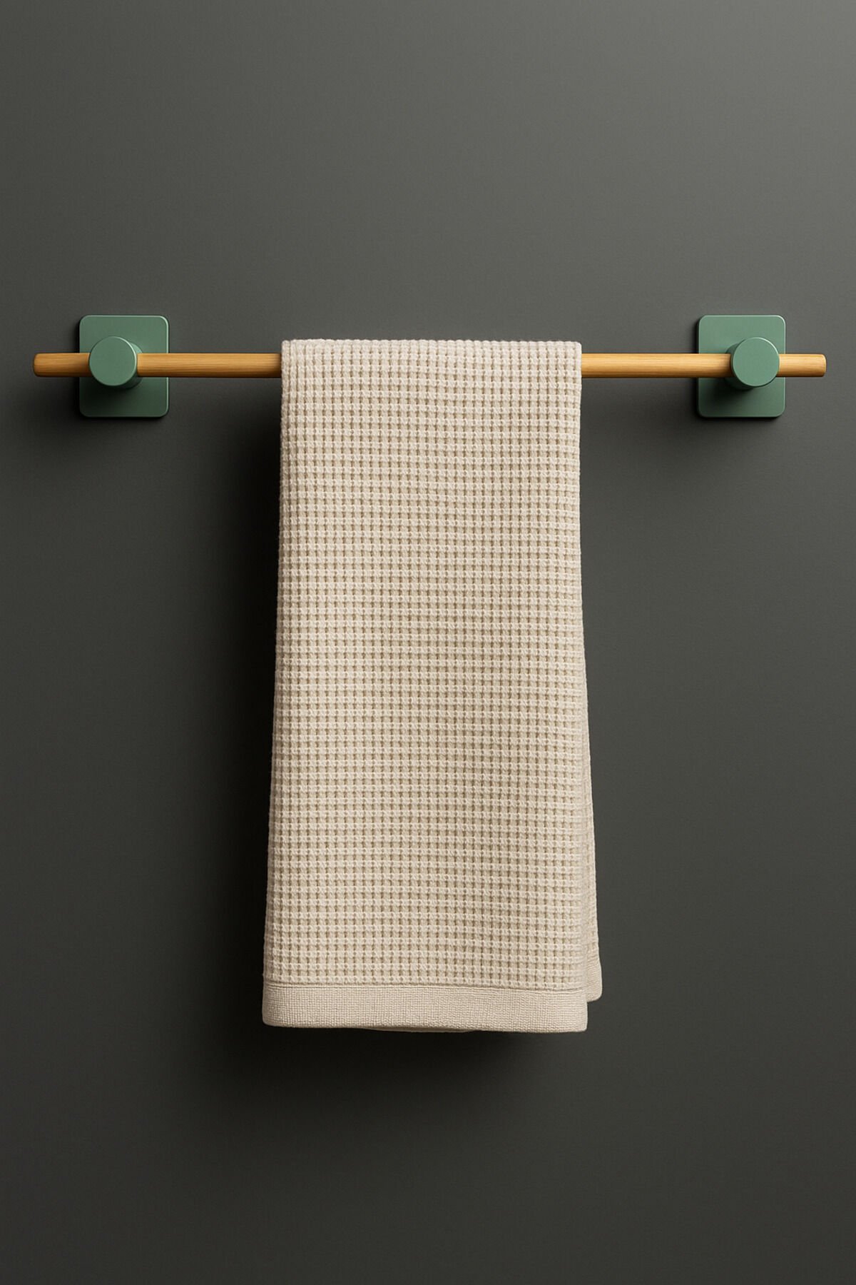 Kendiliğinden Yapışkanlı Bambu Havlu Tutacağı 50 cm Yeşil