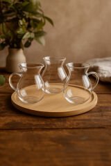 3'lü Borosilikat Cam Tombul Kupa Çay Bardak 200 ml