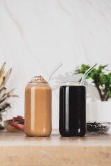 Fizzy 2'li Pipetli Colabox Isıya Dayanıklı Borosilikat Cam Kokteyl ve Meşrubat Bardak 420CC