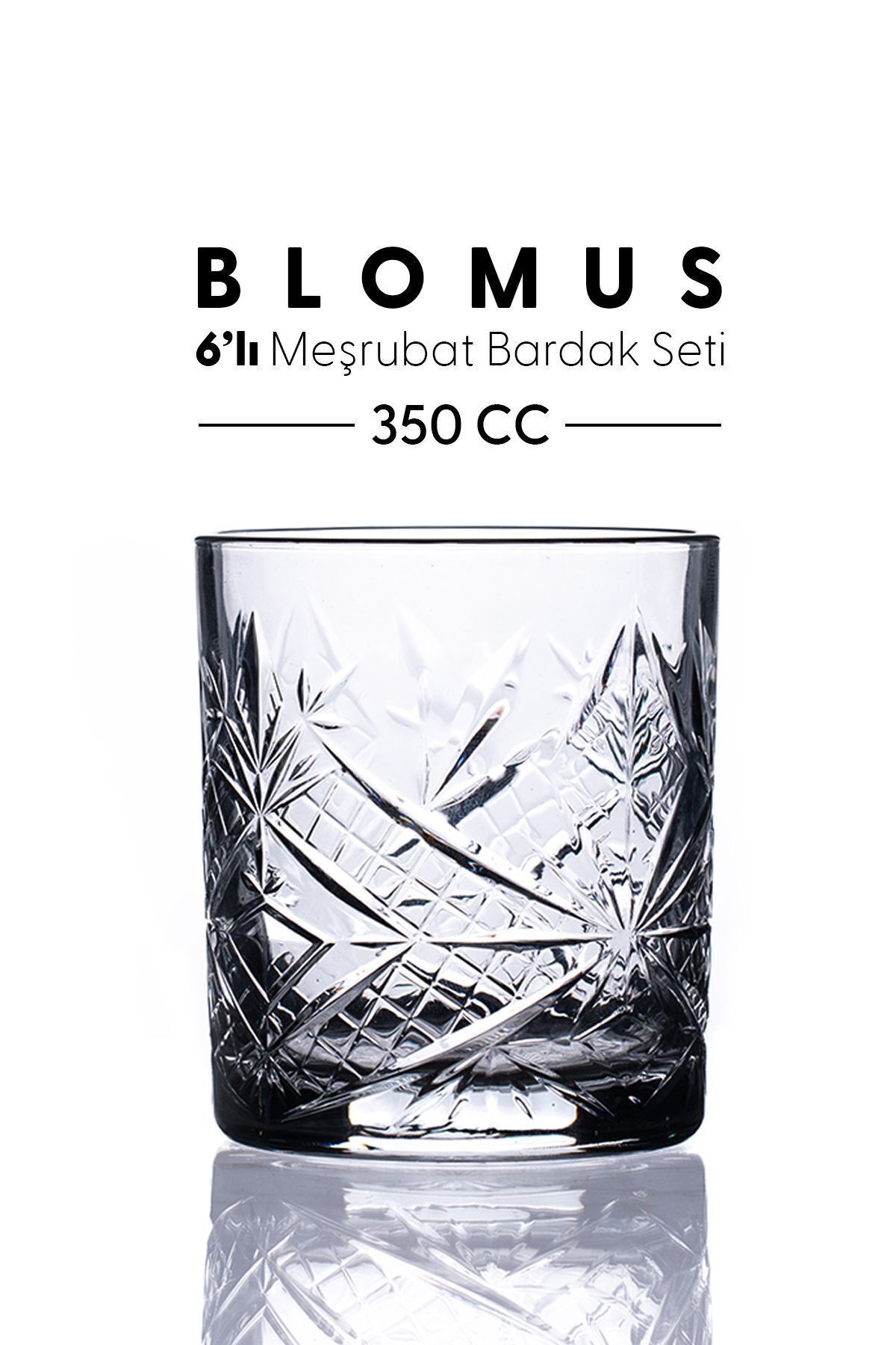 Blomus 6'lı Cam Meşrubat Bardak Seti Kristal Vintage Bardak 350 Cc
