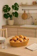 Oval Örgü Hasır Ekmek & Servis Sepeti 21 cm