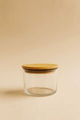 Vetro - 6'lı Bambu Kapaklı Cam Kahvaltılık Kase  Siyah Rim 220 cc