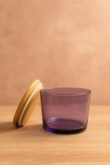 Vetro - 6'lı Bambu Kapaklı Cam Kahvaltılık Kase Mor 220 cc