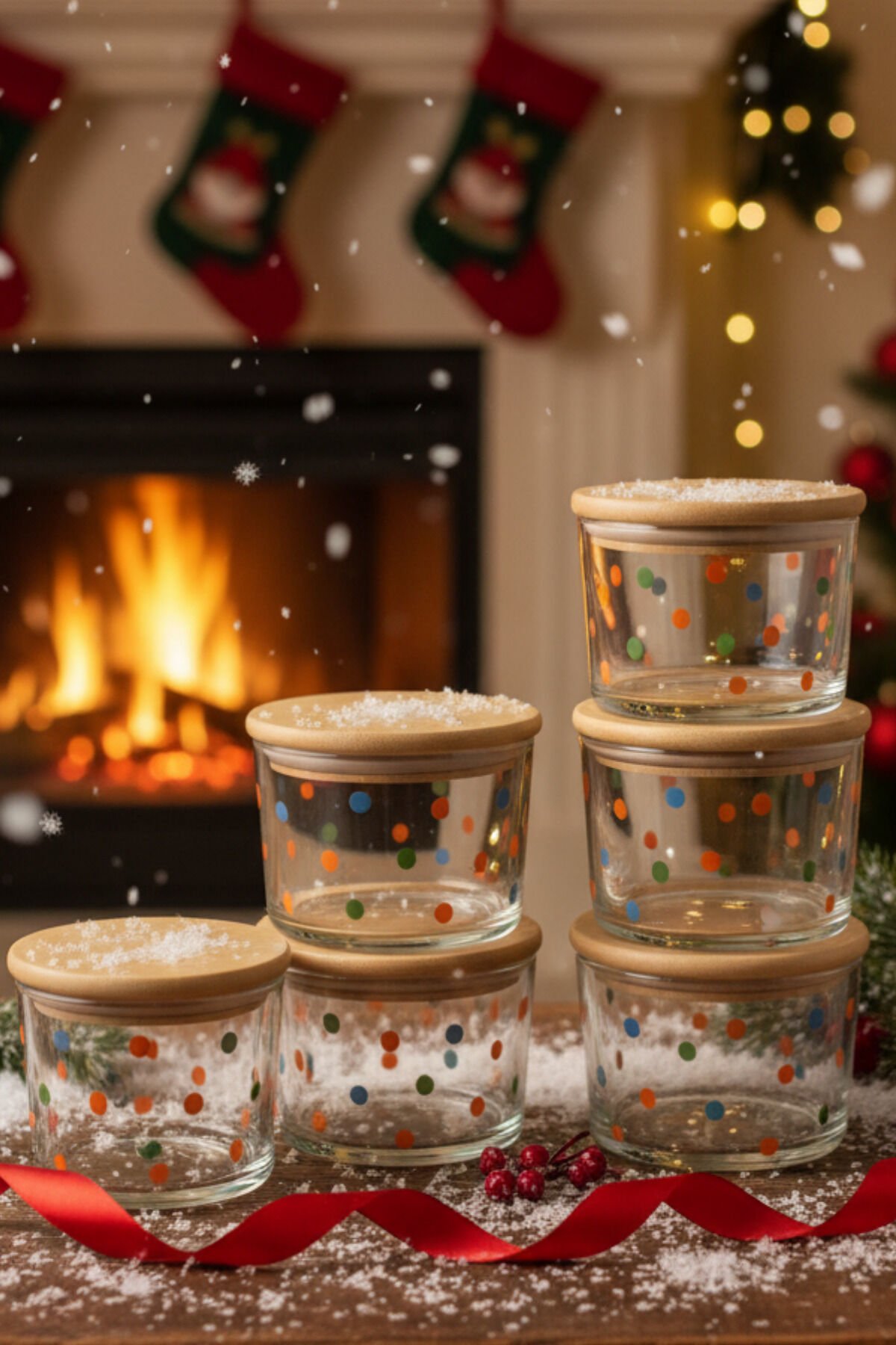 Vetro - 6'lı Bambu Kapaklı Cam Kahvaltılık Kase 220 cc Puantiyeli