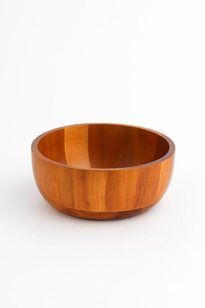 Akasya Doğal Ahşap Derin Kase | Salata, Sunum ve Servis Kasesi 20 cm