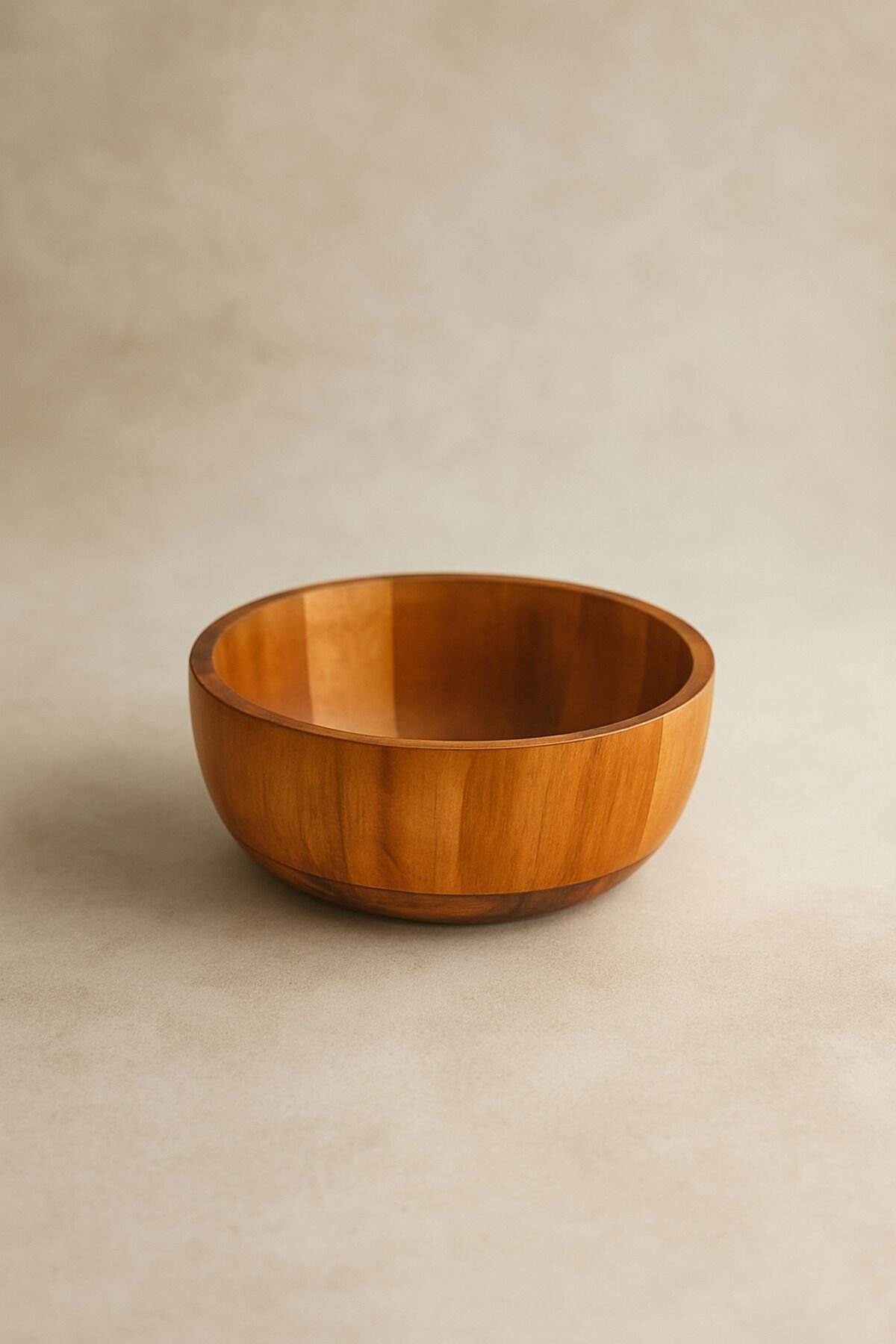 Akasya Doğal Ahşap Derin Kase | Salata, Sunum ve Servis Kasesi 20 cm