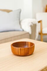 Akasya Doğal Ahşap Derin Kase | Salata, Sunum ve Servis Kasesi 28 cm