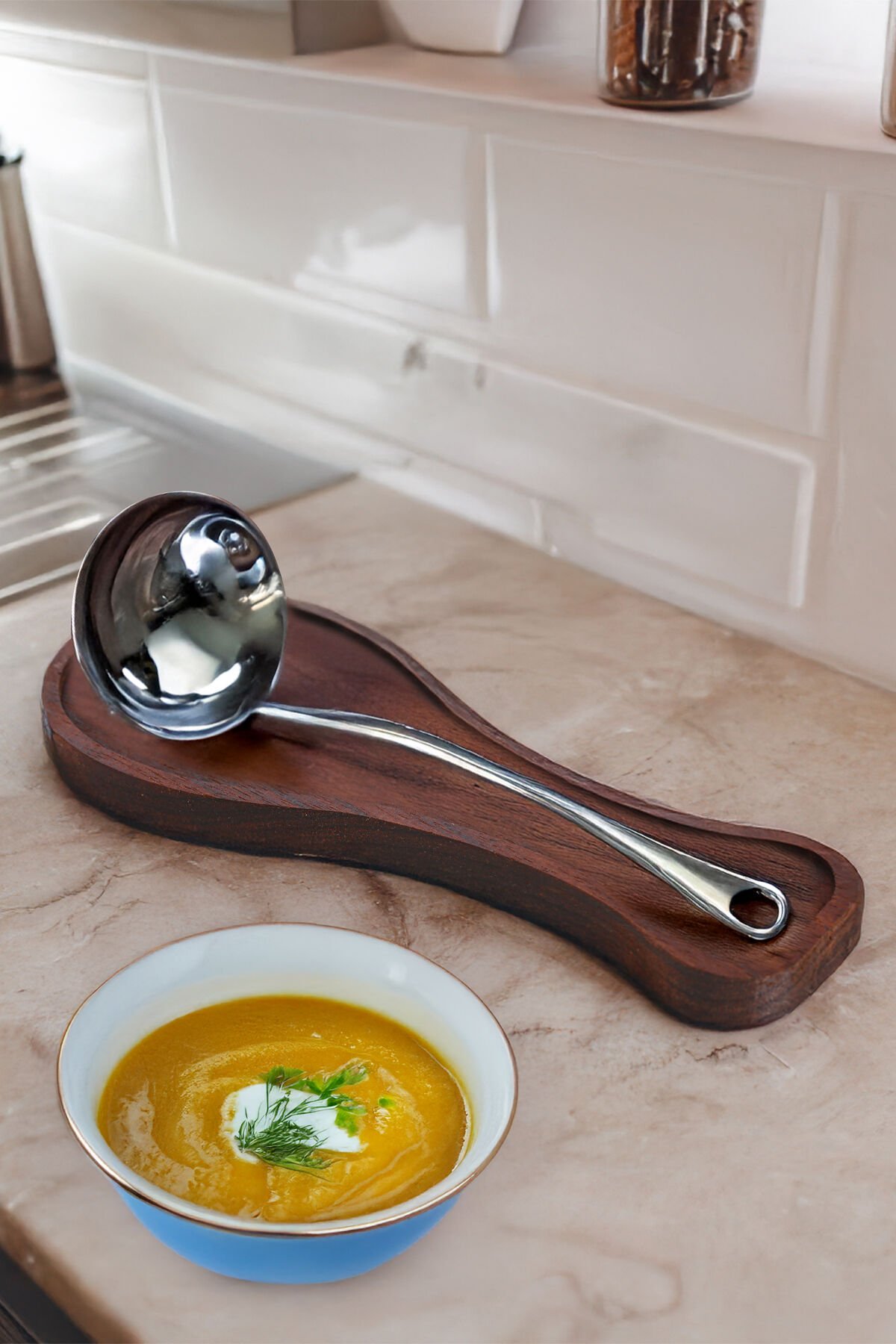 Resto - Ahşap Tezgah Üstü Kirli Kepçe Kaşık Altlığı 28 cm