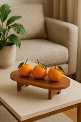 Akasya Ahşap Ayaklı Sunum ve Kesim Panosu 33x15,5 cm Doğal Servis Tahtası Küçük