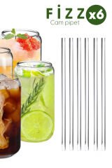 Fizz - 6'lı Borosilikat Cam Düz Pipet