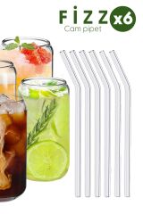 Fizz - 6'lı Borosilikat Cam Eğimli Pipet
