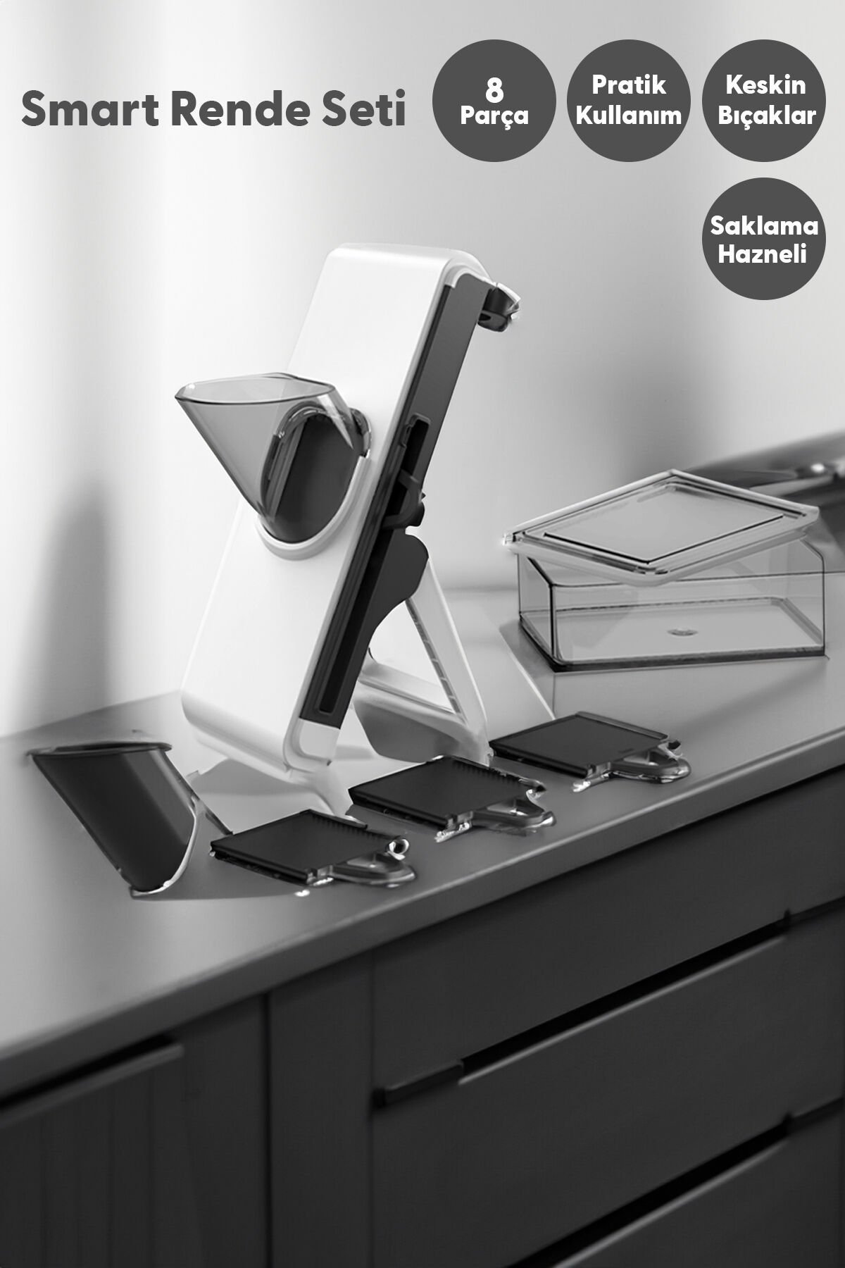 Pratik Sebze Meyve Dilimleyici Doğrayıcı 8 Parça Set