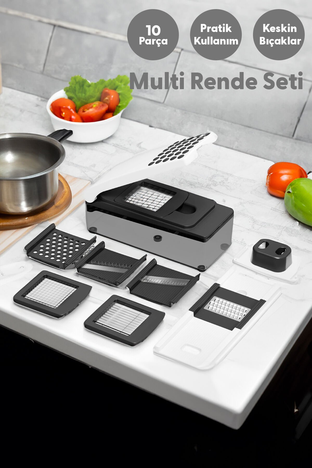 Tohana Multi Rende Seti - Pratik Sebze Meyve Dilimleyici Doğrayıcı 10 Parça Set