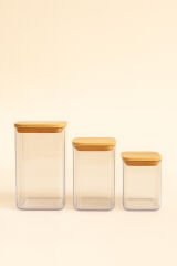 Maxi - 9'lu Bambu Vakum Kapaklı Plastik Bakliyat Erzak Saklama Kabı Seti 900-1130-1500 ml