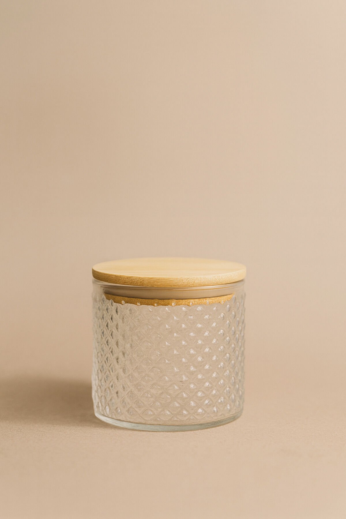 Siena- 4'lü Ahşap Kapaklı Kaşık Hediyeli Cam Saklama Kabı Bambu Kapak 375 cc