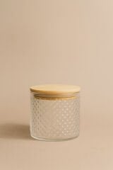 Siena- 4'lü Ahşap Kapaklı Kaşık Hediyeli Cam Saklama Kabı Bambu Kapak 375 cc