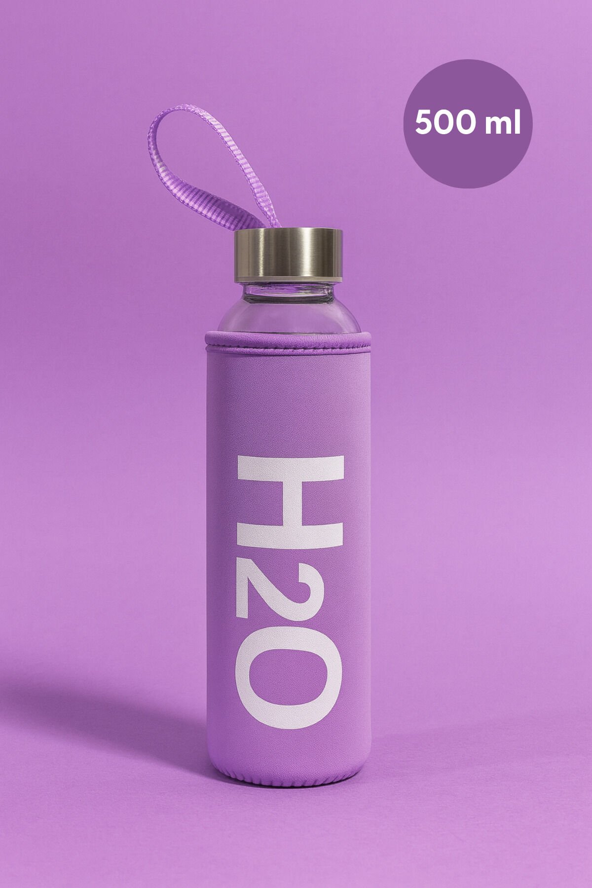 Bez Kılıflı Cam Matara 500 Ml Mor