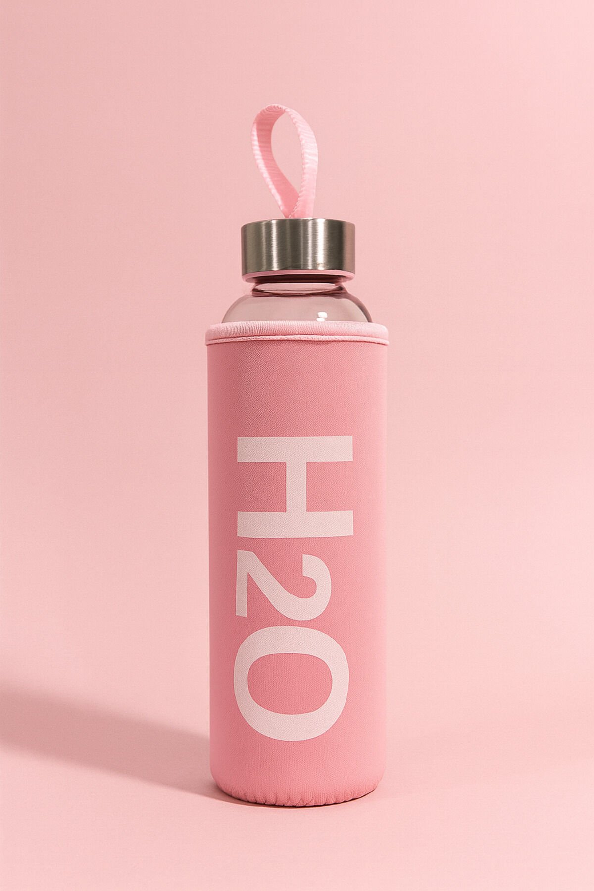 Bez Kılıflı Cam Matara 500 Ml Pembe