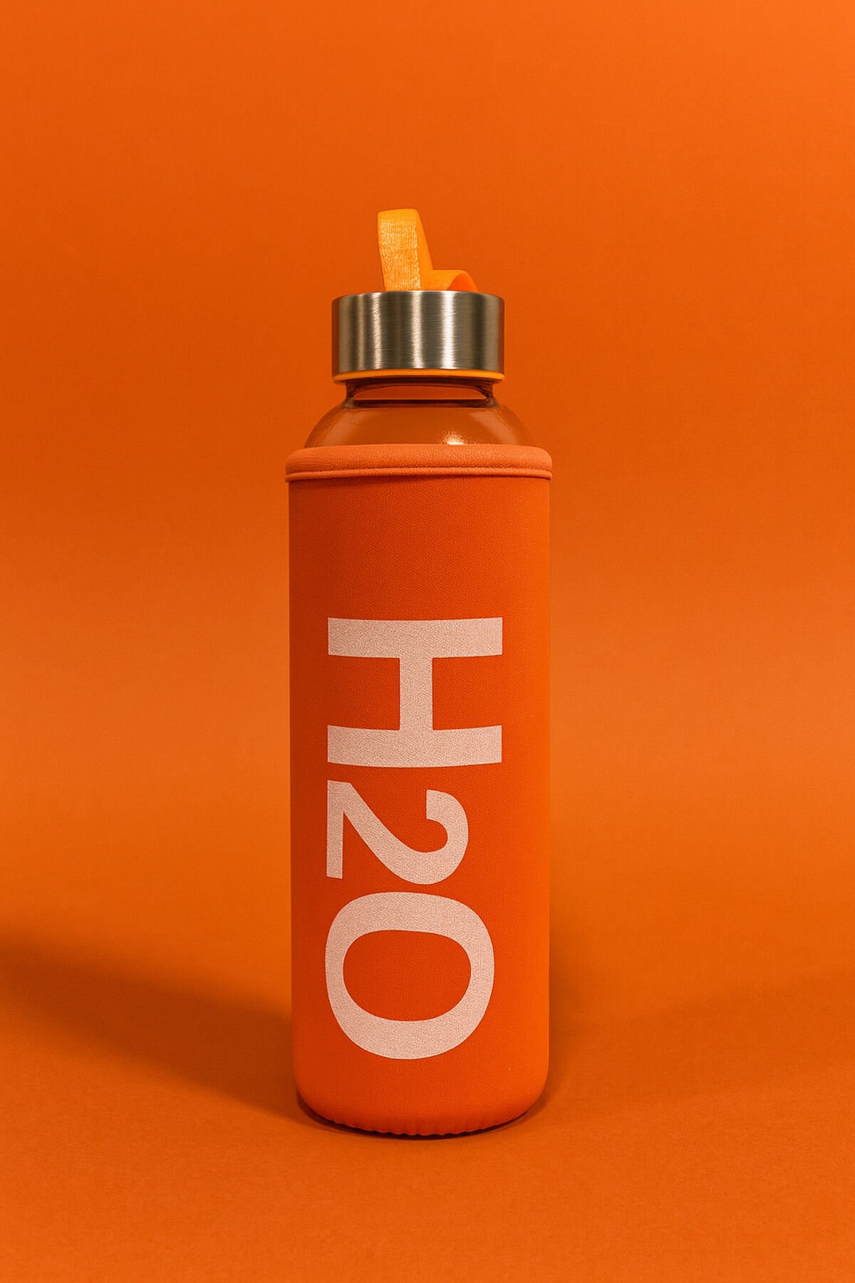 Bez Kılıflı Cam Matara 500 Ml Turuncu