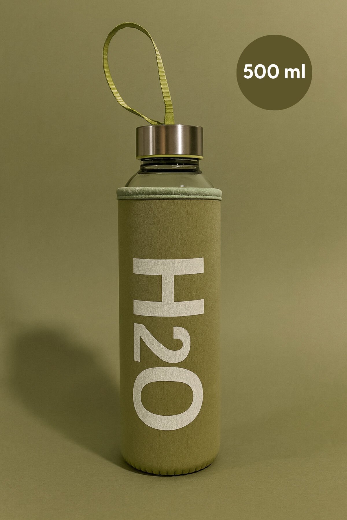 Bez Kılıflı Cam Matara 500 Ml Yeşil