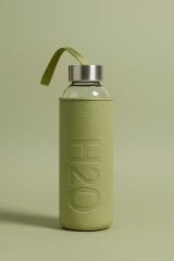 H2O Deri Kılıflı Cam Matara Yeşil 500 ml
