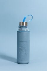 H2O Deri Kılıflı Cam Matara Mavi 500 ml