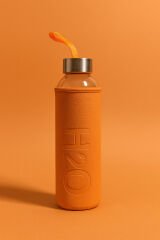 H2O Deri Kılıflı Cam Matara Turuncu 500 ml