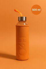 H2O Deri Kılıflı Cam Matara Turuncu 500 ml