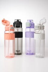 H2O - Kilitli Kapaklı Tritan Suluk 1000 ml BPA İçermez, Sızdırmaz, Dayanıklı Spor ve Günlük Matara Lila