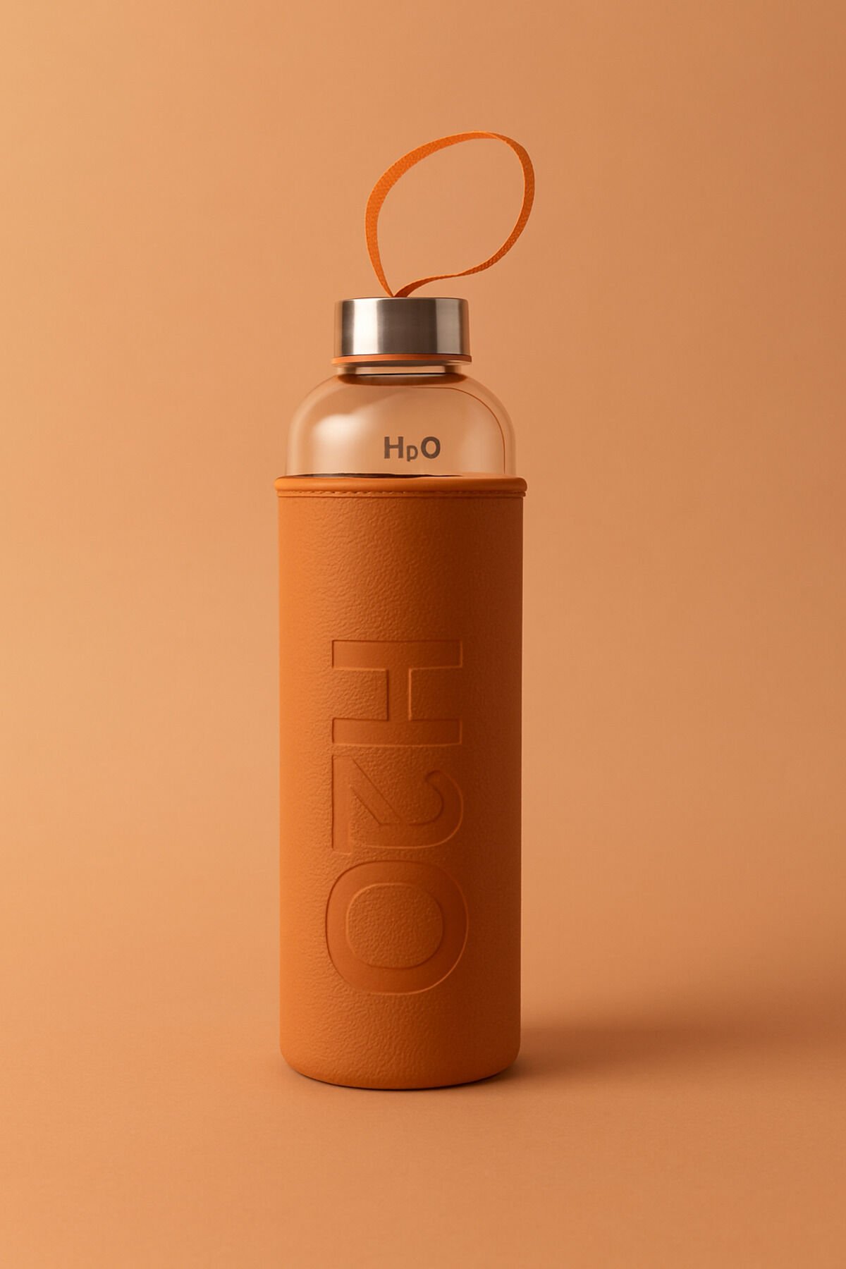 H2O Deri Kılıflı Cam Matara Turuncu 1000 ml