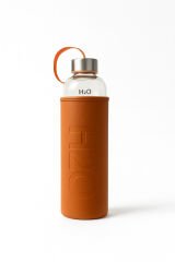 H2O Deri Kılıflı Cam Matara Turuncu 1000 ml