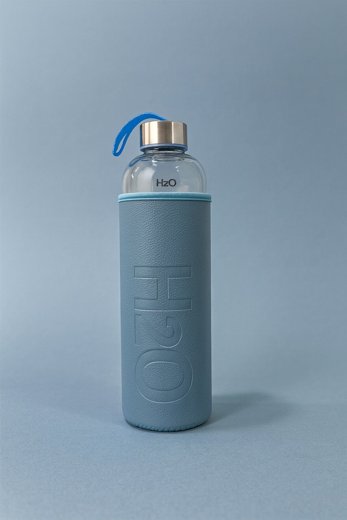 H2O Deri Kılıflı Cam Matara Mavi 1000 ml