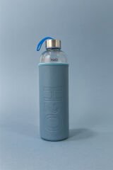 H2O Deri Kılıflı Cam Matara Mavi 1000 ml