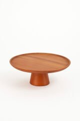 Tohana Akasya Ahşap Ayaklı Sunum Tabağı 30 cm Doğal Servis ve Pasta Sunum Standı