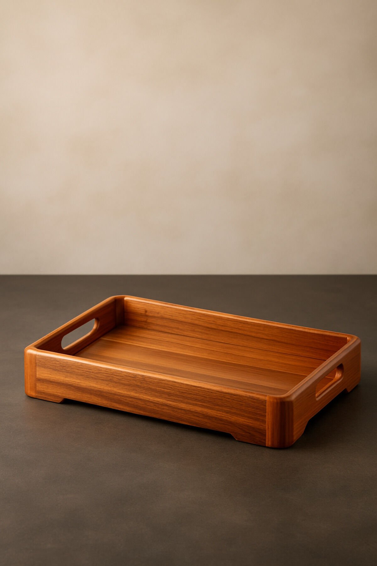 Akasya Ahşap Servis Tepsisi Orta Boy – 37x25x4,5cm Doğal Ahşap Sunum Tepsisi