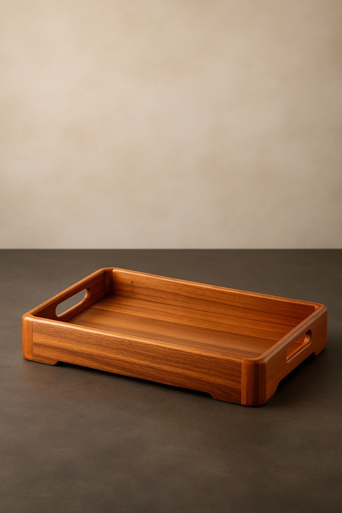 Akasya Ahşap Servis Tepsisi Orta Boy – 37x25x4,5cm Doğal Ahşap Sunum Tepsisi