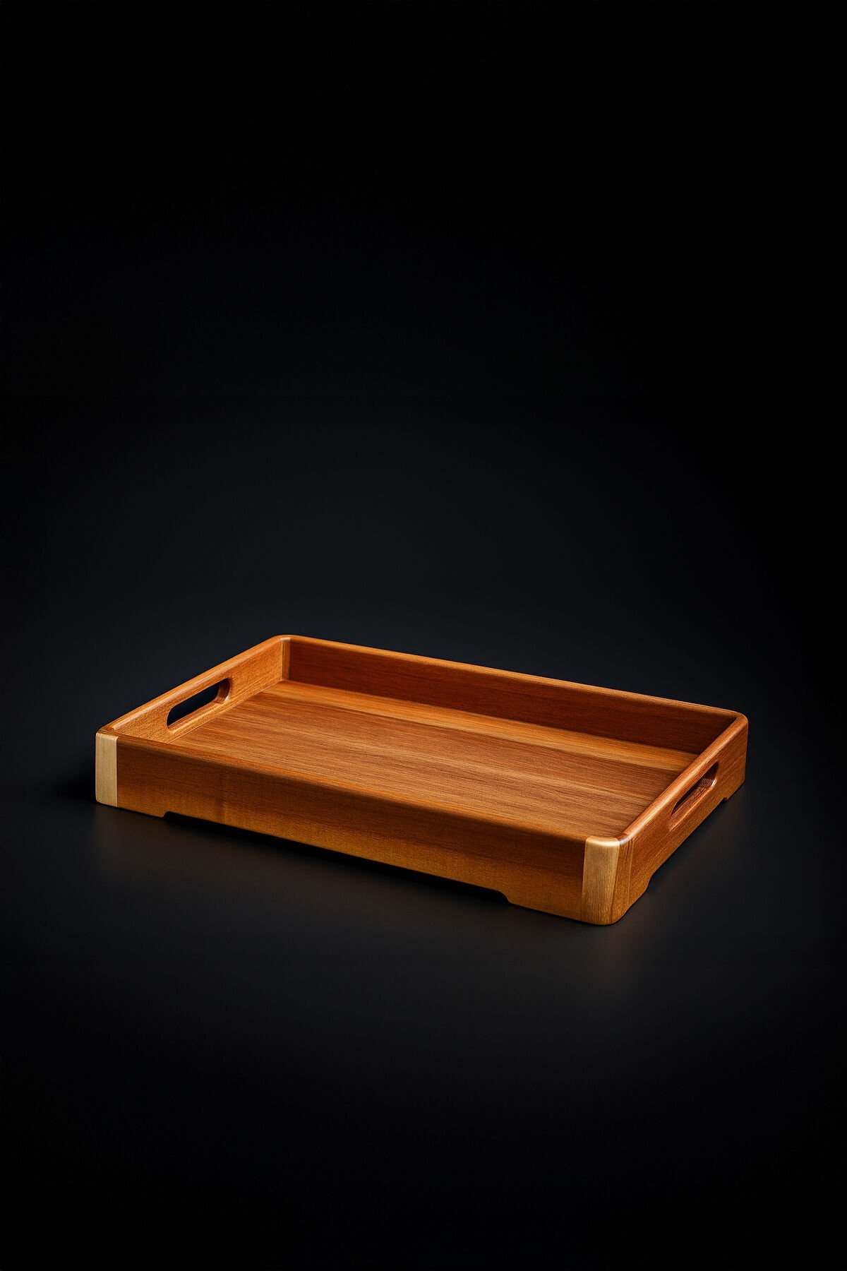 Akasya Ahşap Servis Tepsisi Büyük Boy – 40x28x4,5 cm Doğal Ahşap Sunum Tepsisi