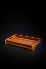 Akasya Ahşap Servis Tepsisi Büyük Boy – 40x28x4,5 cm Doğal Ahşap Sunum Tepsisi