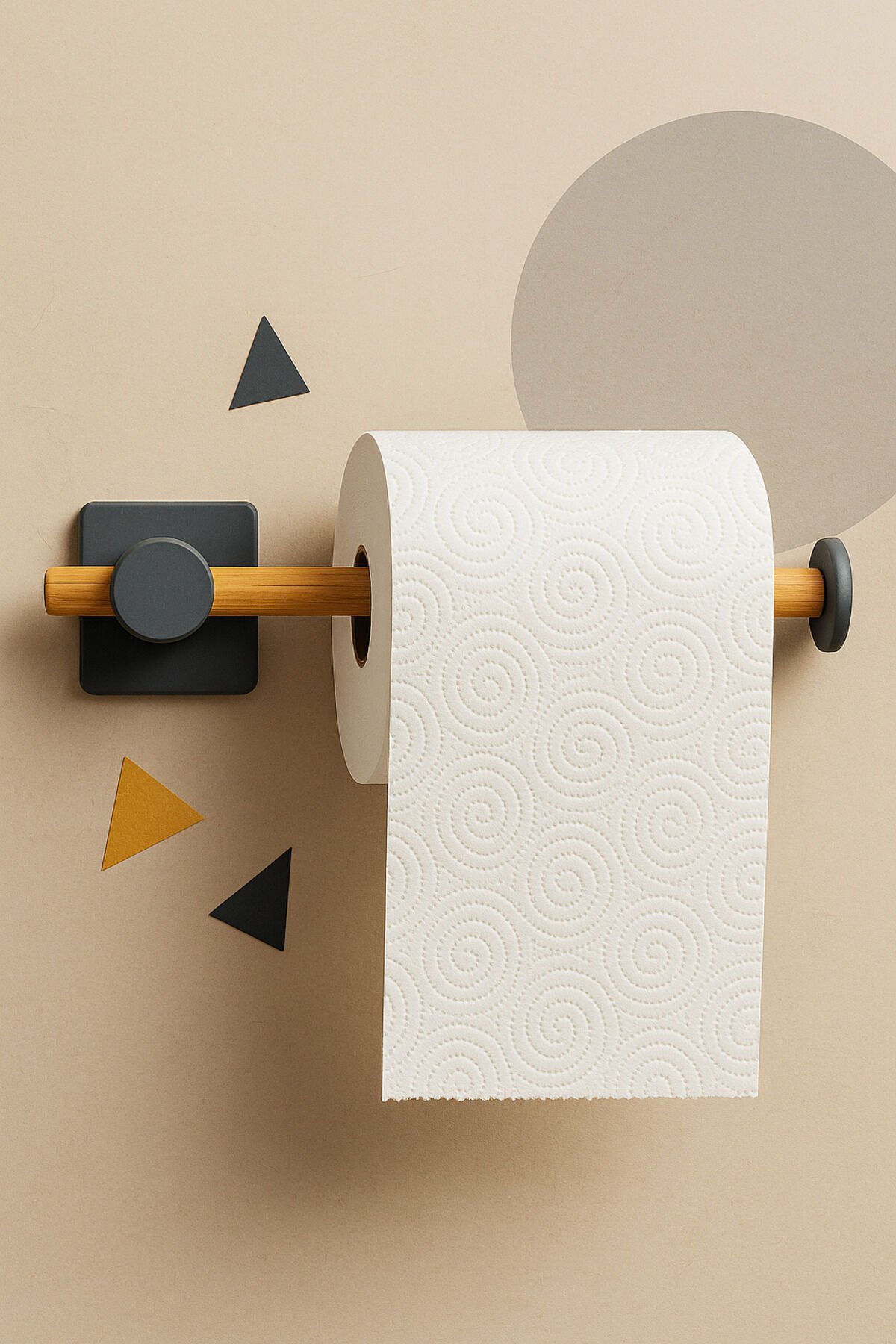 Kendiliğinden Yapışkanlı Bambu Tuvalet Kağıdı Tutucu Gri 20 cm