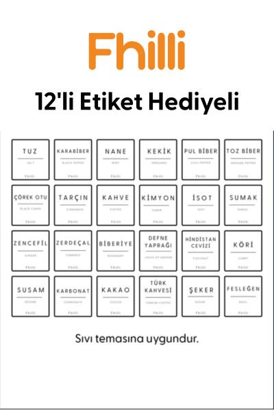 Motto - 6'lı Bambu Vakum Kapaklı Etiket Hediyeli Cam Saklama Kabı Baharatlık Seti 315 ml