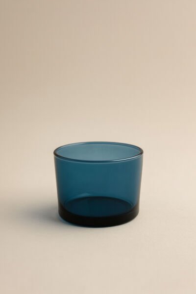 Vetro - 6'lı Bambu Kapaklı Cam Kahvaltılık Kase Mavi 220 cc