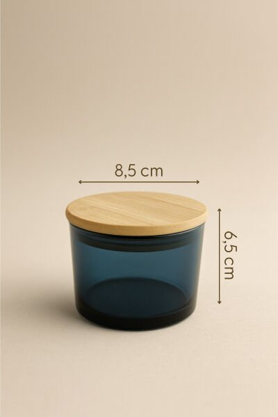 Vetro - 6'lı Bambu Kapaklı Cam Kahvaltılık Kase Mavi 220 cc