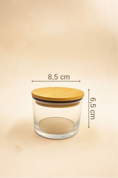 Vetro - 6'lı Bambu Kapaklı Cam Kahvaltılık Kase Mor Rim 220 cc